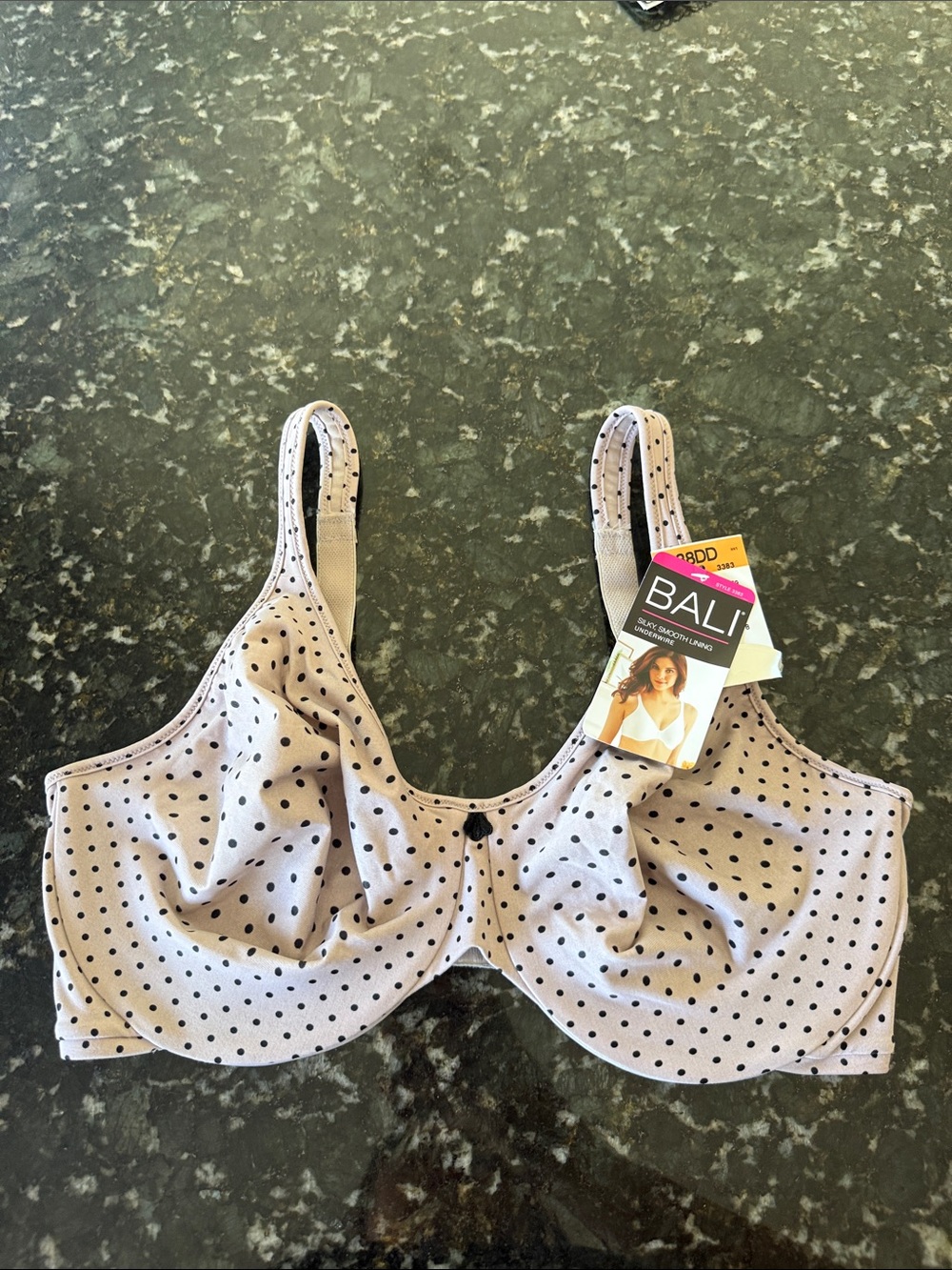 Bali Light Purple/Beige and Black Polka Dot Underwire Bra